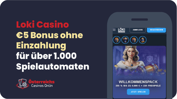 Loki Casino Willkommenspaket: 5€ ohne Einzahlung plus Bonus bis 1000€ für Merkur-Spielautomaten