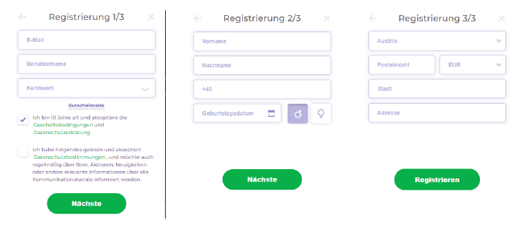 Registrierungsprozess Registrierung bei Alfcasino Casino für Spieler aus Österreich 2025