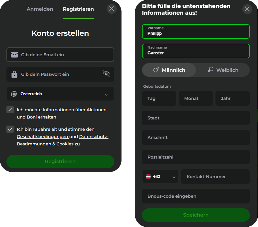 Registrierungsprozess Registrierung bei BetOnRed für Spieler aus Österreich 2025