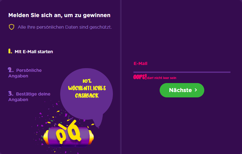 Registrierungsprozess Registrierung bei Casiqo Casino für Spieler aus Österreich 2025