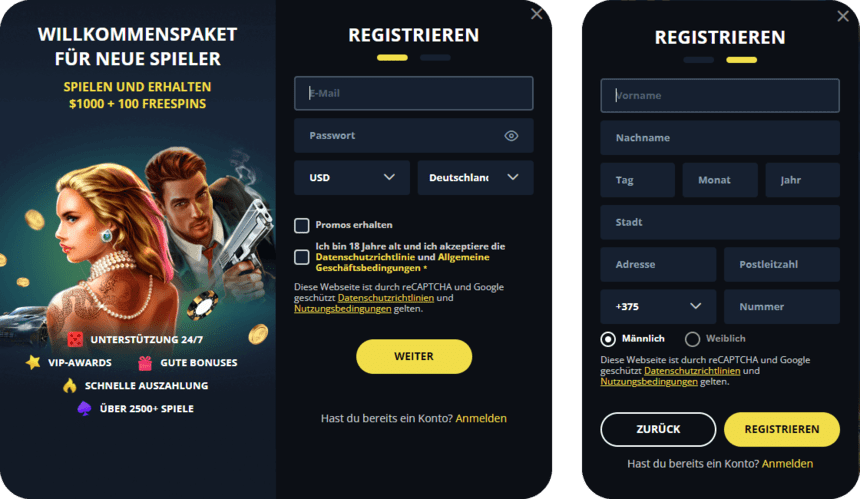 Registrierungsprozess Registrierung bei Golden Star für Spieler aus Österreich 2025