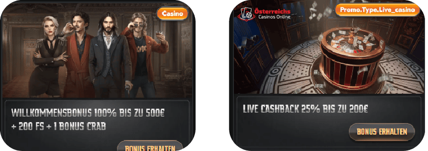 Boni, Cashback und aktuelle Promo Codes von AT Gransino Boni, Cashback und aktuelle Promo-Codes sind in Österreich im Gransino Casino verfügbar