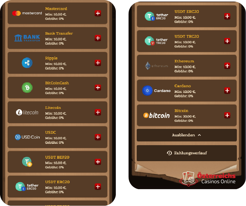 Zahlungsmethoden im sicheren Casino Lizaro AT