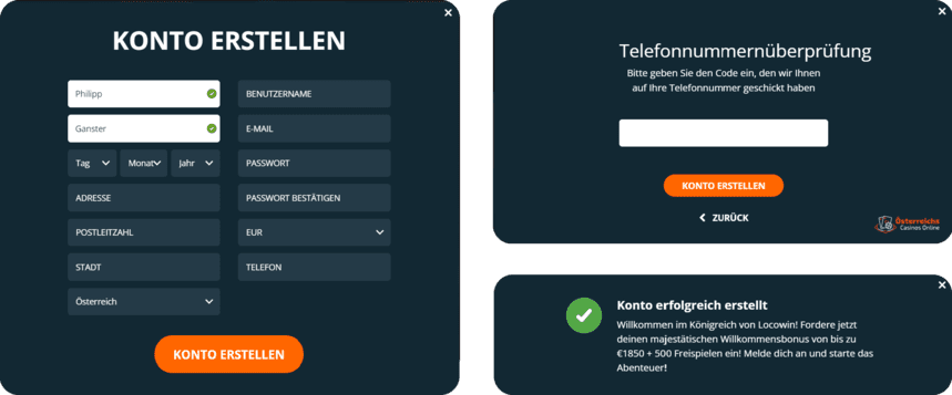 Registrierungsprozess Registrierung bei Slots Mines für Spieler aus Österreich 2025