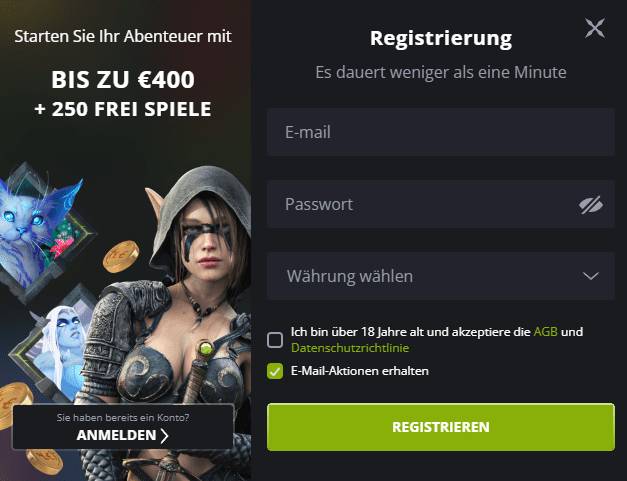 Registrierungsprozess Registrierung bei Luckyelf Casino für Spieler aus Österreich 2025