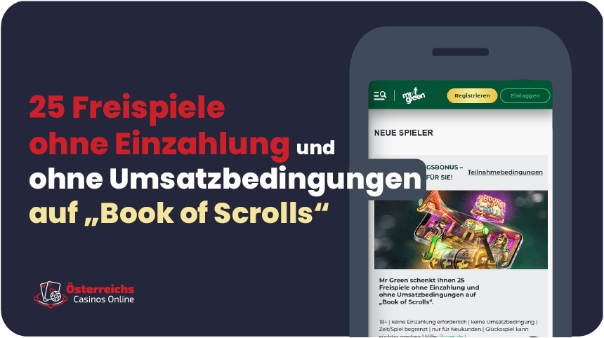 Nur 25 FS ohne Einzahlung im Mr Green Casino 25 Freispiele Gratis Bonus für neue Spieler bei Casino Mr Green