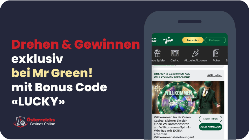Drehen & Gewinnen bei Mr Green mit Bonus Code Freispiele für einige der besten Slots oder Bonusguthaben, mit dem Sie länger spielen können – ein Willkommensbonus Bonus bei MrGreen AT