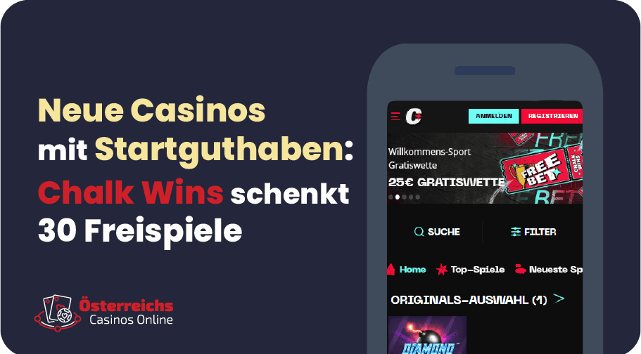 Startbonus im neuen Chalk Wins Casino Startbonus im neuen Chalk Wins Casino: 30 Freispiele ohne Einzahlung