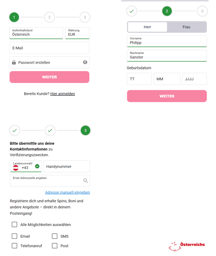 Registrierungsprozess Registrierung bei Party Casino für Spieler aus Österreich 2025