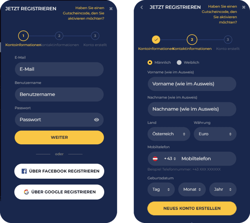 Registrierungsprozess Registrierung bei SlotAmba für Spieler aus Österreich 2025
