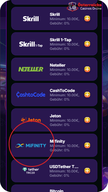 MiFinity im österreichischen Casino NovaJackpot MiFinity im österreichischen Casino NovaJackpot